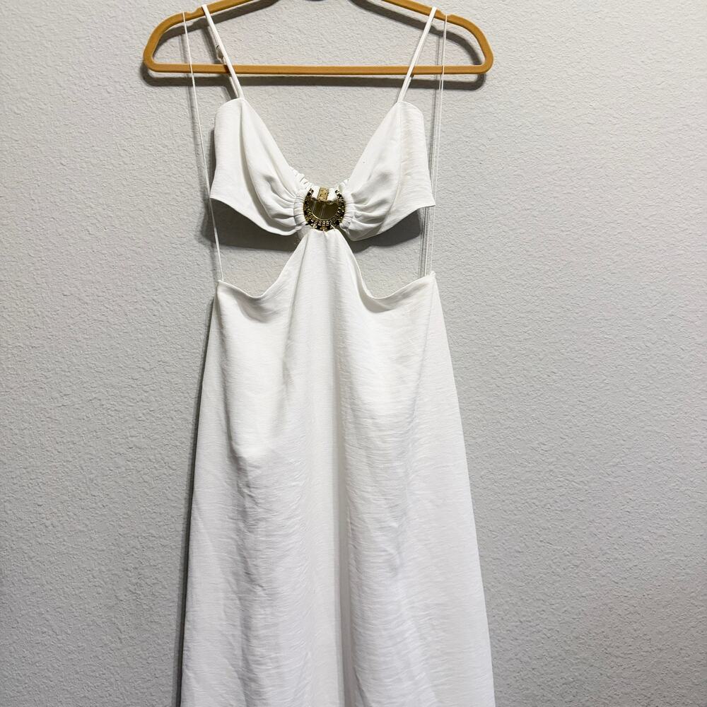 NWT Rumer Lunar Cutout Maxi Dress Size S Rare Sample White Gold Hardware Resort - Picture 4 of 11
